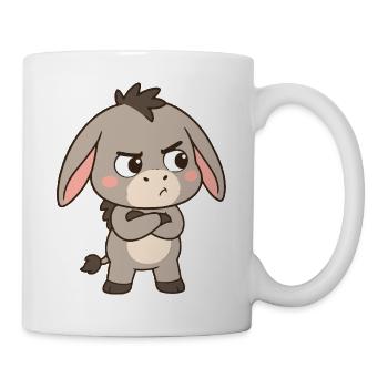 Süßer schmollender Esel – Lustiges Motiv für Kinde - Tasse - Weiß - Rechts
