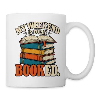 My Weekend Is Fully Booked – Bücher Retro - Tasse - Weiß - Rechts