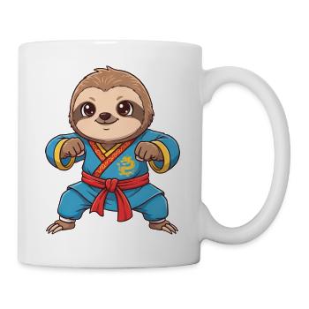 Faultier Kung Fu Kampfsport Cartoon - Tasse - Weiß - Rechts