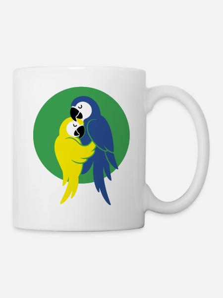 Tanzende Papageien – Forro Paar - Tasse - Weiß