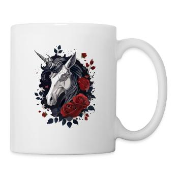 Dark Gothic Einhorn mit Rosen - Tasse - Weiß - Rechts