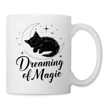 Traumhafte Nachtkatze auf Mond - Tasse - Weiß - Rechts