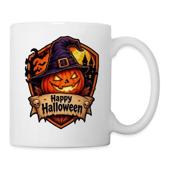 Halloween Kürbis mit Hexenhut - Tasse - Weiß - Rechts