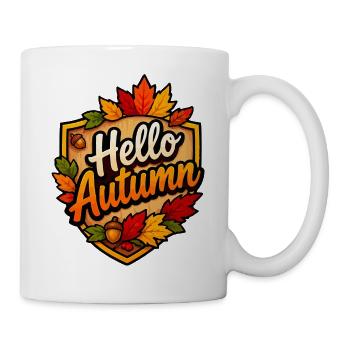 Hallo Herbstlaub Logo - Tasse - Weiß - Rechts