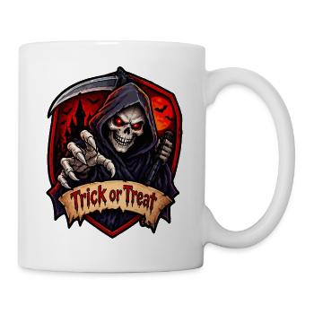 Sensenmann Halloween Schild - Tasse - Weiß - Rechts