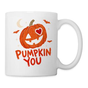 Halloween-Kürbis mit Herz - Tasse - Weiß - Rechts