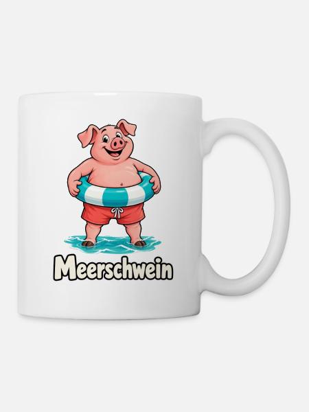 Meerschwein im Urlaub - Tasse - Weiß