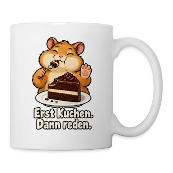 Kuchen statt Smalltalk - Tasse - Weiß - Rechts
