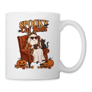 Gruselige Katzenmama Geister-Süße Halloween-Kunst - Tasse - Weiß - Rechts