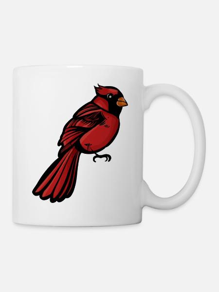 Crimson Cardinal auf Schwarz - Tasse - Weiß