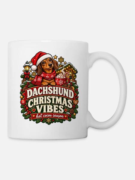 Christmas Dachshund - Tasse - Weiß