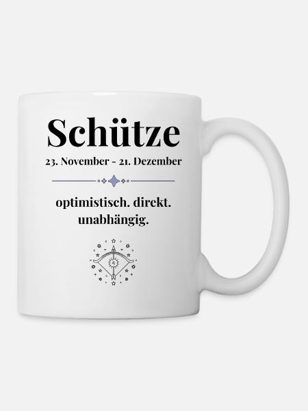 Schütze Sternzeichen - optimistisch & direkt - Tasse - Weiß