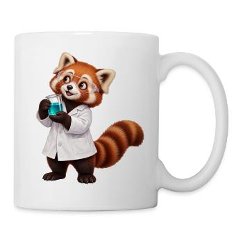 Roter Panda-Wissenschaftler mit Becher - Tasse - Weiß - Rechts