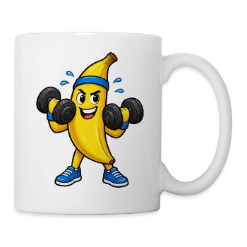 Kraftbanana Workout Cartoon - Tasse - Weiß - Rechts