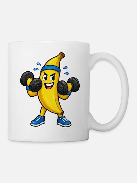 Kraftbanana Workout Cartoon - Tasse - Weiß