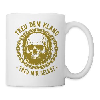 Schädel im Kettenkreis – Treu dem Klang - Tasse - Weiß - Rechts