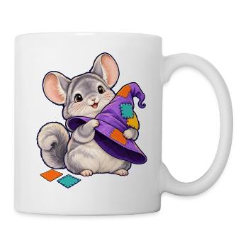 Patchwork-Maus mit bunter Kapuze - Tasse - Weiß - Rechts