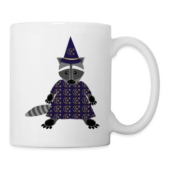 Mondbeschienener Zauberer Waschbär - Tasse - Weiß - Rechts