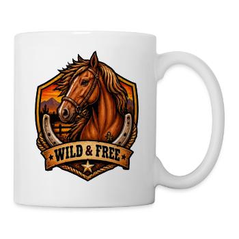 Wild & Free Pferde Shield Motiv - Tasse - Weiß - Rechts