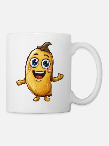 Fröhliche Cartoonbanane - Tasse - Weiß