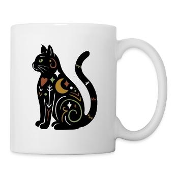 Magische Katze - Schwarz Bunt - Tasse - Weiß - Rechts