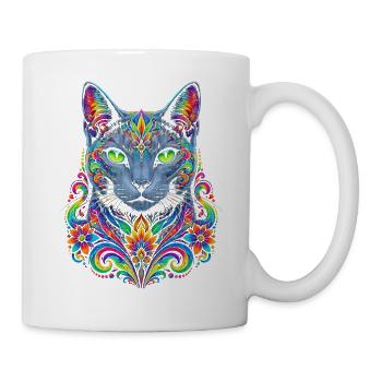 Stellar-Floral-Prisma-Katze - Tasse - Weiß - Rechts
