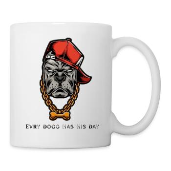 Bulldog Street Cap Halskette - Tasse - Weiß - Rechts