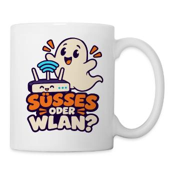 Halloween-Geist – Süßes oder WLAN? - Tasse - Weiß - Rechts