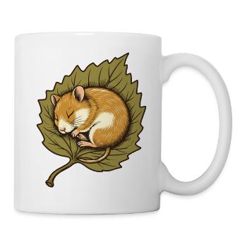 Haselmaus im Herbstblatt - Tasse - Weiß - Rechts