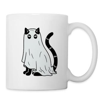 Halloween Katze Gespenst - Tasse - Weiß - Rechts