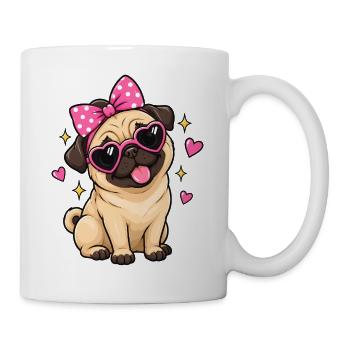 Mops Hund süßer Mops niedlicher Mops - Tasse - Weiß - Rechts