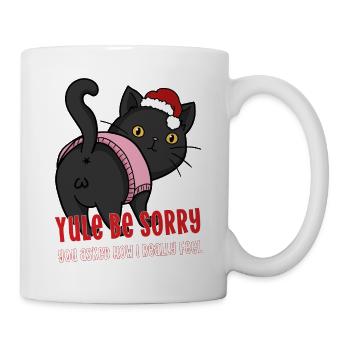 Weihnachtskatze Weihnachtsmannhut wütende Stimmung Yule Sei entschuldigt - Tasse - Weiß - Rechts