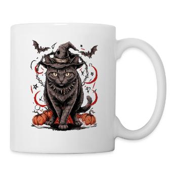 Hexenkatze unter Kürbissen - Tasse - Weiß - Rechts