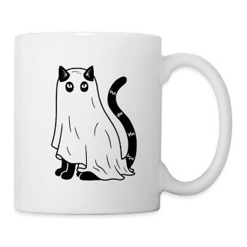 Halloween Katze Gespenst - SW - Tasse - Weiß - Rechts