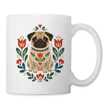 Mops Hund süßer Mops niedlicher Mops - Tasse - Weiß - Rechts