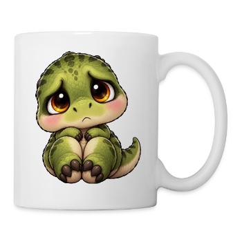 Süßer schüchterner T-Rex Cartoon Freund - Tasse - Weiß - Rechts
