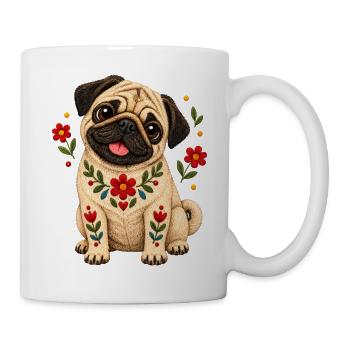 Mops Hund süßer Mops niedlicher Mops - Tasse - Weiß - Rechts