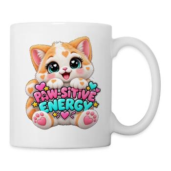 Paw Positive Energie Katze - Tasse - Weiß - Rechts