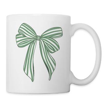 Smaragdstreifen-Schleife - Tasse - Weiß - Rechts