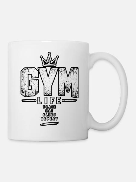 Gym Life Repeat - Tasse - Weiß