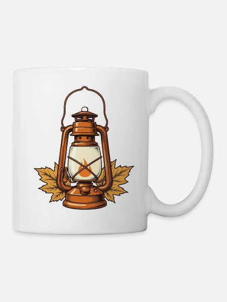 Laterne im Herbstlaub - Tasse - Weiß