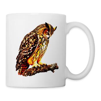 Uhu auf dem Ast - Tasse - Weiß - Rechts