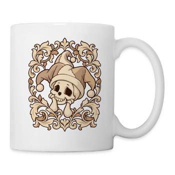 Niedlicher Totenkopf mit Narrenmütze - Tasse - Weiß - Rechts