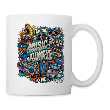 Music Junkie – Retro Musik Collage - Tasse - Weiß - Rechts