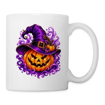 Halloween-Zauberhut Kürbis - Tasse - Weiß - Rechts