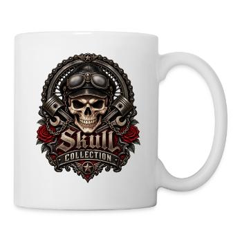 Biker Schädel Schädel mechanisches Motorrad - Tasse - Weiß - Rechts
