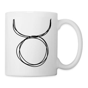 Sternzeichen Stier handgezeichnet - Tasse - Weiß - Rechts