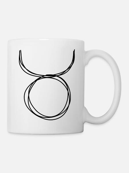 Sternzeichen Stier handgezeichnet - Tasse - Weiß