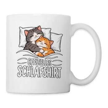 Schlafshirt Katze - Tasse - Weiß - Rechts