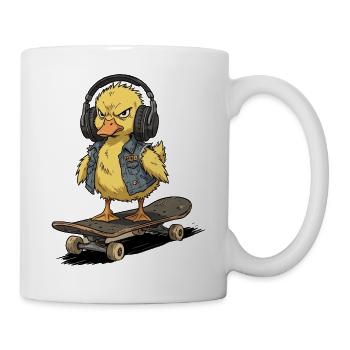 Rebellische Ente auf Skateboard - Tasse - Weiß - Rechts